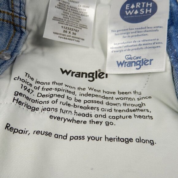 Wrangler Wanderer Flare JEANS Size 26 x 30 Blue Meow Laser Tiger Print NEW - Picture 8 of 16